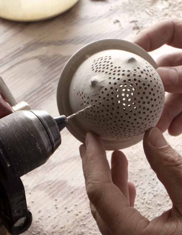 17 Use a drill secured in a vice to add holes into the lid/infuser.