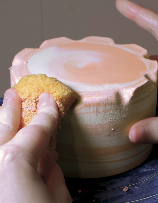5 Carve away ¼-inch sections then smooth them with a sponge.