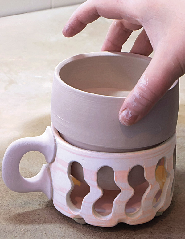 14 Place the interior piece into the exterior cylinder and fire to cone 6.