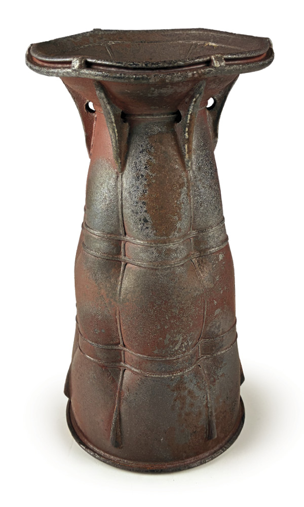 Ted Neal's Buttressed Vase, stoneware, iron-bearing slips, fired in a wood kiln to cone 10, 2026.
