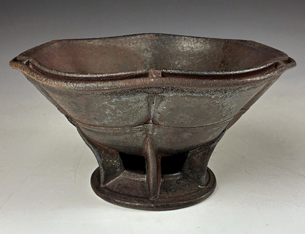 Ted Neal's Buttressed Bowl. Stoneware, iron-bearing slips, fired in a reduction-cooled wood kiln to cone 10, 2026.