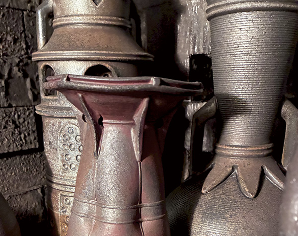 7 Detail of the post-fired, reduction-cooled Laterite Slip on a vase.