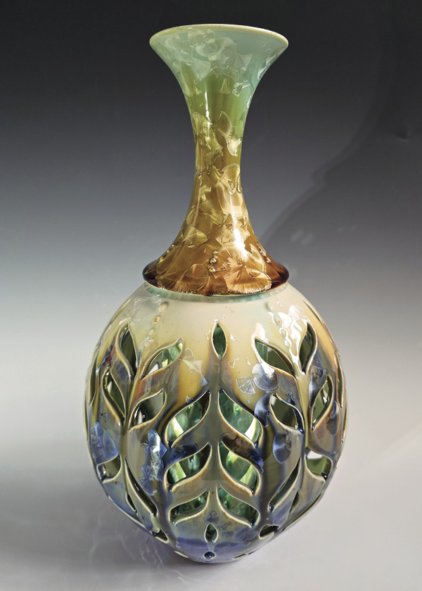 Sondra Elder’s Imagine the Light Within, 13.5 in. (34.3 cm) in height, porcelain, crystalline glazes.