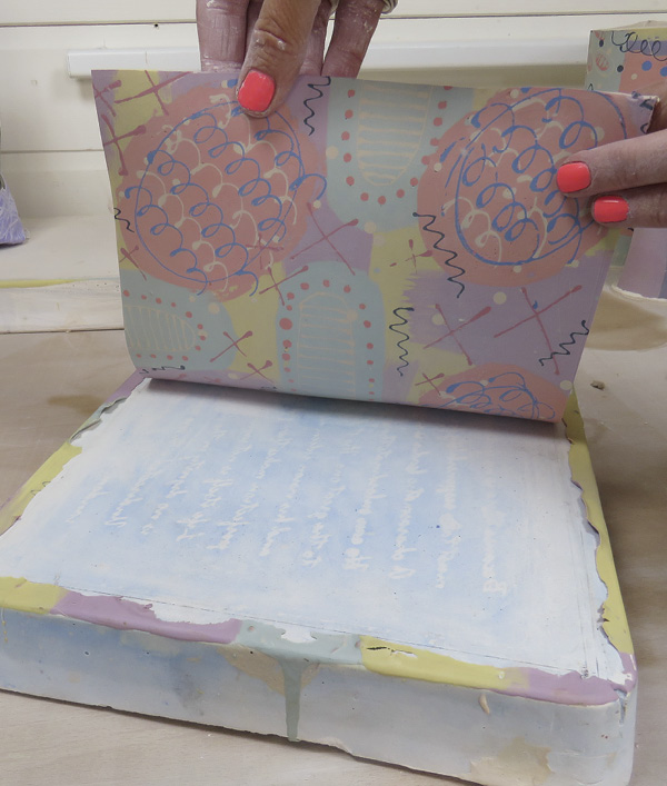 12 Remove the coils to prevent the slab from tearing as it dries and shrinks. Later peel back the soft leather-hard slab.