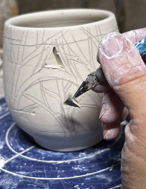 6 Angle your knife slightly inward to more easily remove pieces.