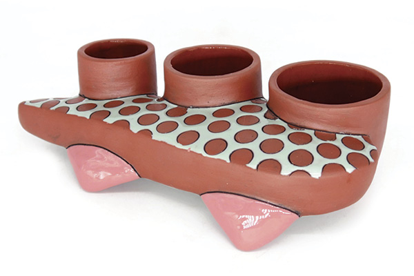 Taylor Mezo's Polka Dot Plant Propagator, 11 in. (27.9 cm) in  length, red earthenware, glaze, 2025.