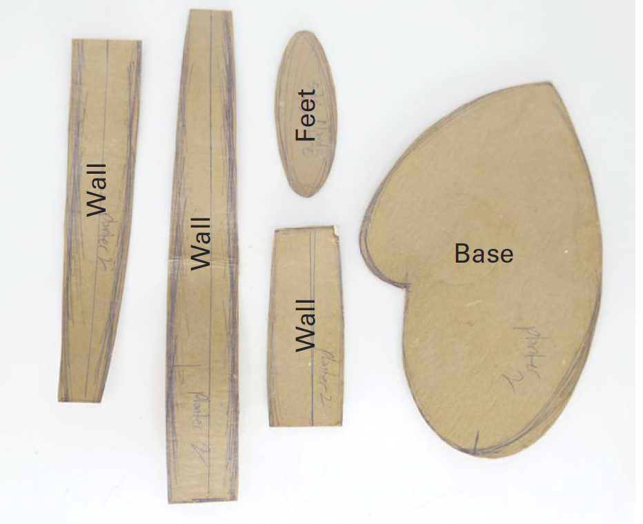 1 My propagator template is cut from a cereal box. Pieces include: feet (cut 3), base (cut 2), wall, and the neck.