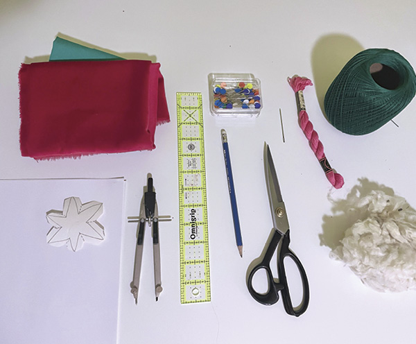 14 Gather your materials for sewing a pincushion. See the supply list on page 33.