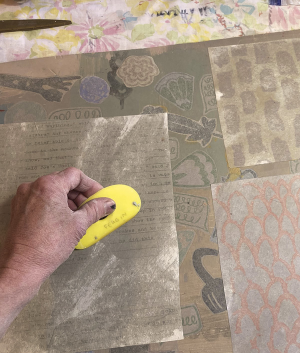 10 Place the slipped background floofs over the previous layer. Burnish these with a rib tool to transfer.