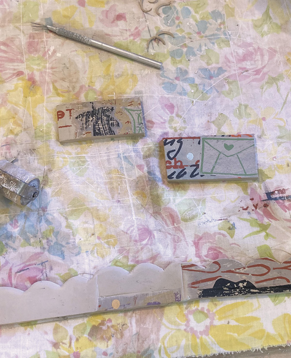 18 To make basket sides, cut scraps from the large slab and add a scalloped edge.