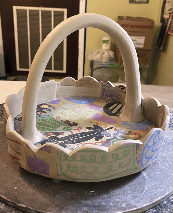 21 Score and attach the strips. Allow the basket to dry to a stiff leather hard.