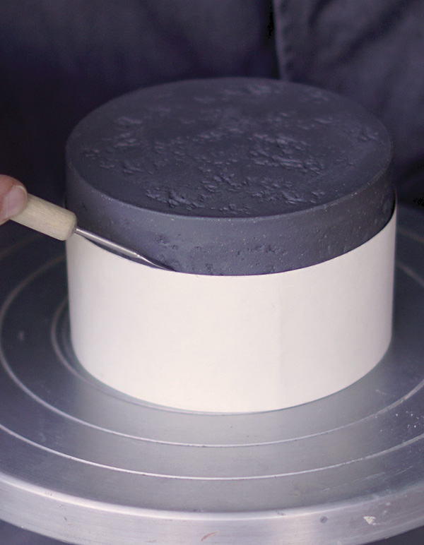 8 Tape template #3 to the cylinder, then trace a cutting line.