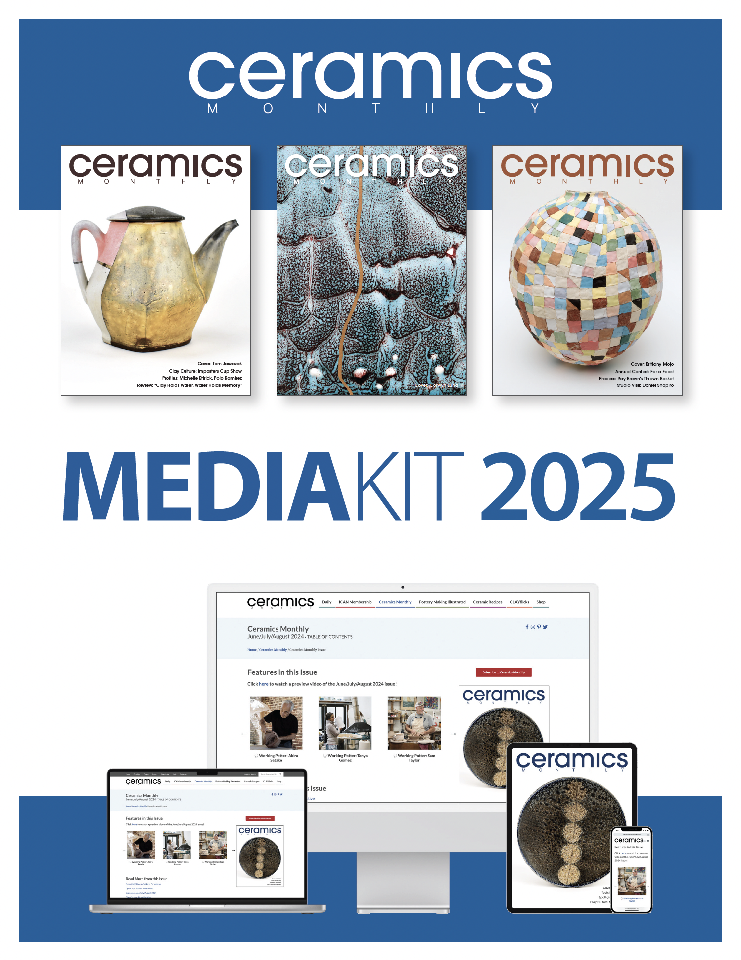 Image of the cover of Ceramics Monthly's 2025 Media Kit for advertisers