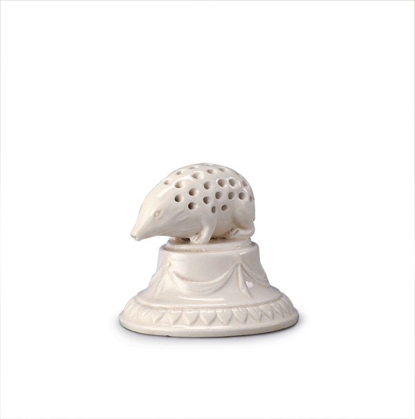 1 Hedgehog toothpick stand, Sigmund Zois Ceramic Factory, Laibach, Austria, 2¾ in. (7 cm) in height, creamware, glaze, late 18th–early 19th century. Photo copyright: National Museum of Slovenia, Ljubljana.