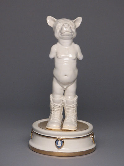 Purple Heart: Allegorical Figure, 10 in. (25 cm) in height, porcelain, glaze, underglaze, and luster, 2008.