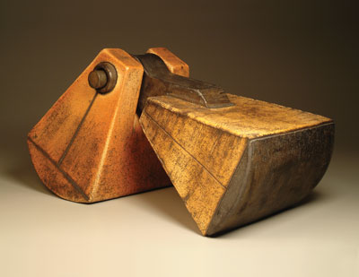 Union, from the Industrial Intuitions series, 24 in. (61 cm) in length, soda-fired stoneware, steel, 2007.