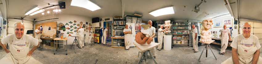 Natsoulas shown here at work (and at rest) in his Sacramento studio. Photo: Kurt Fishback.