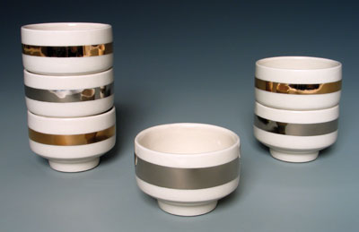 Andy Brayman, Gold Lined Cup with Concealed Decoration, 4 in. (10 cm) in diameter, porcelain, 23k gold, platinum, 2007.