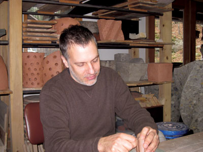 Rowan working in his studio. 