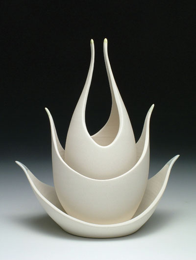 Reach (from Keep series), 11 in. (28 cm)  in height, porcelain, fired to cone 6 in oxidation, 2009. 