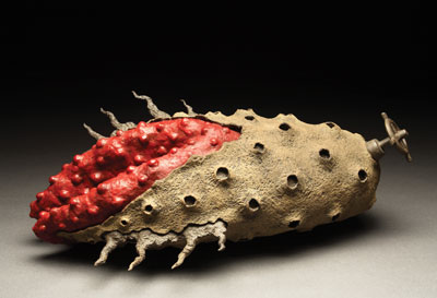 Untitled, 21 in. (53 cm) in length, stoneware, fired to cone 8 in oxidation, beeswax, resin, and pigment, 2003.