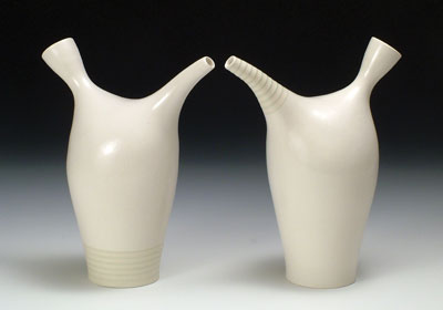 Transference, 8 in. (20 cm) in height,  porcelain, fired to cone 6 in oxidation, 2009. 
