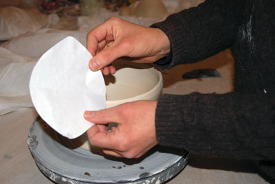 5. Use a paper pattern to determine the size and shape of the spout.