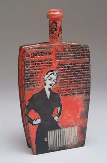 Brand Remover (back view), 7½ (19 cm) in height, porcelain, raku fired, 2010.