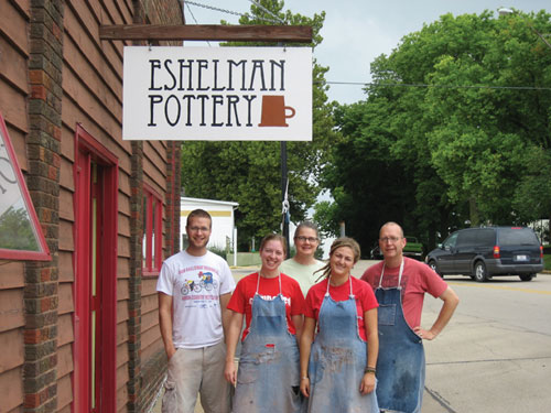 The Eshelman Pottery crew outside the shop in the summer of 2007.