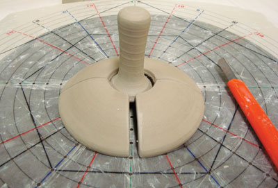 Fig.14 I rejoin the two sections, bisect it in the other direction and insert the disc end of the knob into the groove.