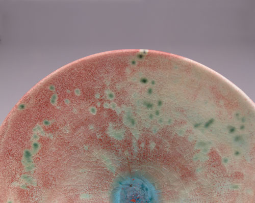 Detail of a Peach Bloom glaze surface.