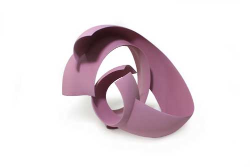 Purple sculpture, 14 in. (36 cm) in length, white stoneware and engobe, 2010. 