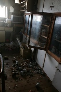 Euan's Craig's earthquake damaged kitchen.