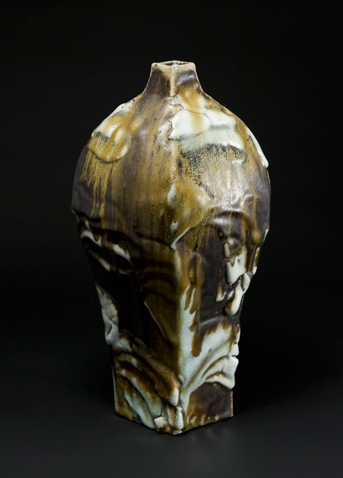 Yohen Vase with Shino and natural ash glaze by Ken Matsuzaki.