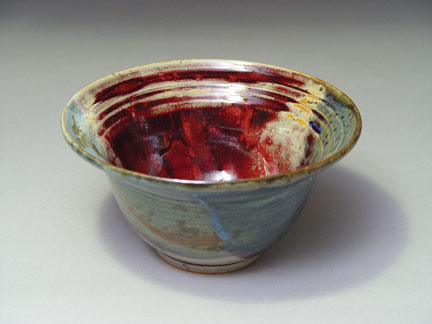 Grooved deep bowl, 10 in. (25 cm) in diameter, stoneware, fired to cone 10 in reduction.