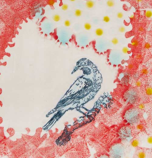 Combining Homemade Underglaze Transfers With Paper Stencils for a