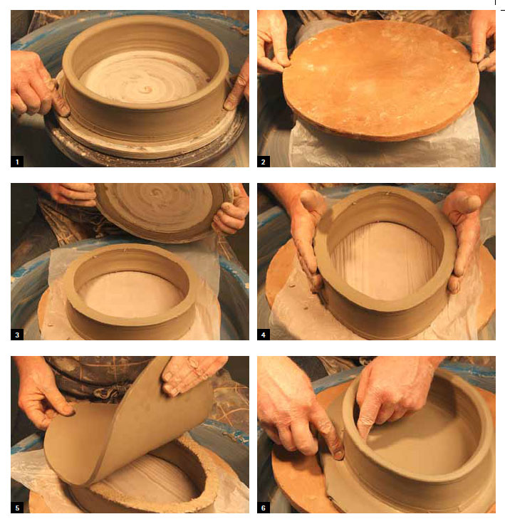 making a clay pottery bowl on the wheel