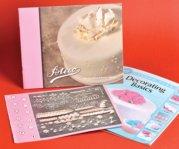 1 Inexpensive instruction pamphlets on cake decorating techniques. Additional information can be found online.