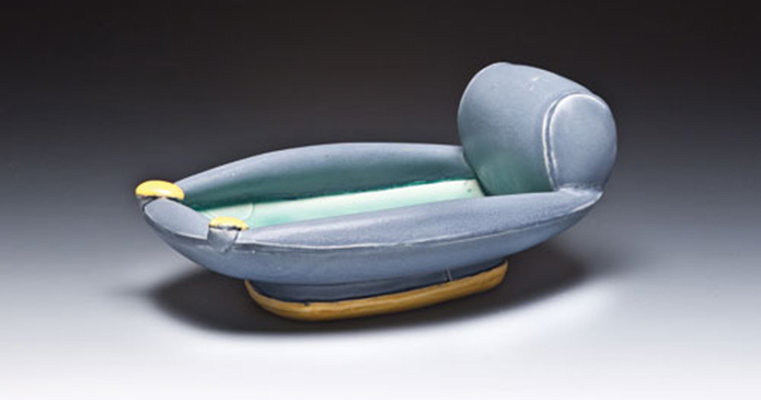 Chaise Lounge Tray, 10 in. (25 cm) in length, handbuilt stoneware with glaze, fired to cone 6 in oxidation.