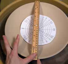 3 Use a ruler to mark four divisions on the plate rim.