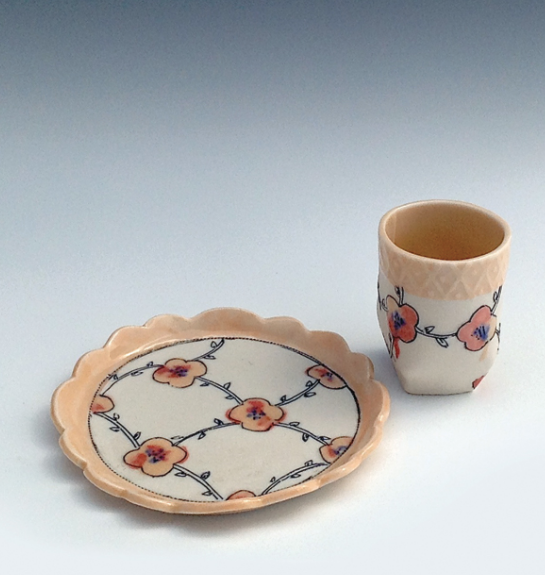 Josie Jurczenia’s trellis tea tumbler and dessert plate.