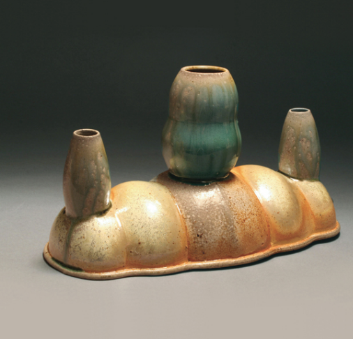 Flower Raft 9, 11 in. (28 cm) in width, thrown and altered white stoneware, soda fired to cone 10. Photo: Lucy Breslin.