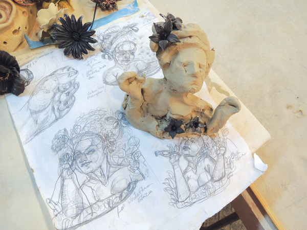 Drawing and maquette studies for My Other Sister Hope, 2015.