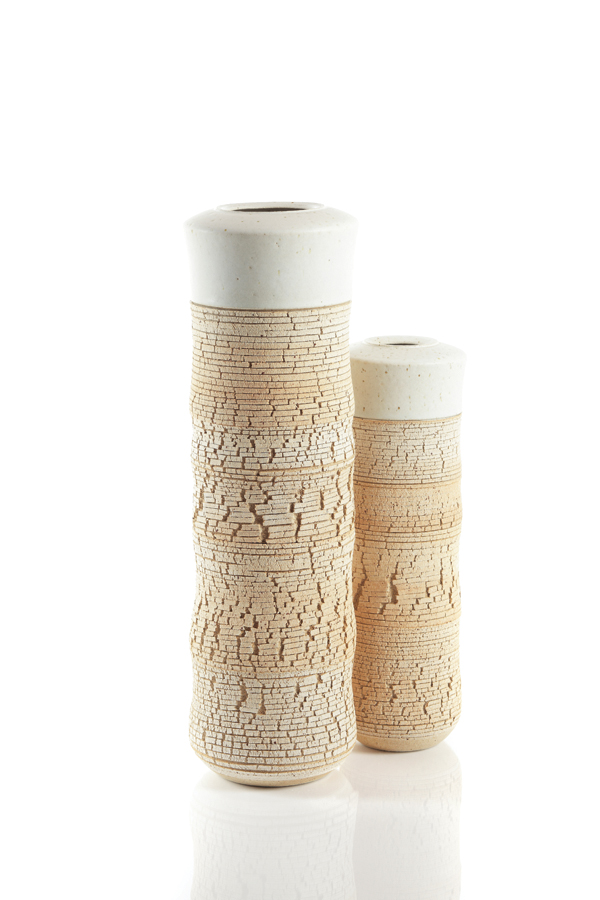 Towers, 19½ in. (50 cm) in height, wheel-thrown stoneware, fired to 2336°F (1280°C), 2012.