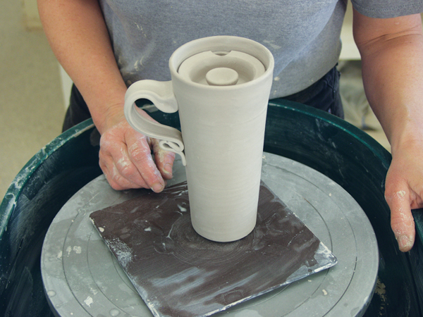 handmade car mug with wheel ceramic