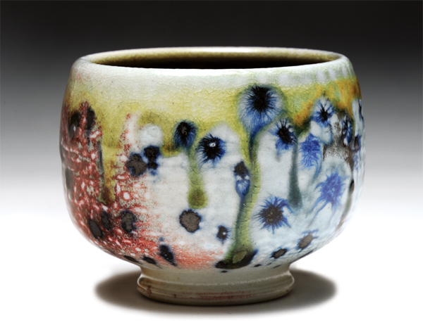 3 Ryan McDonnell’s Red, White, and Blue Teabowl, 3 in. (8 cm) in height, wood-fired porcelain.