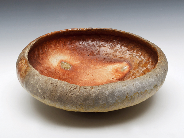 4 Shallow bowl, 11 in. (28 cm) in diameter, porcelain/stoneware blend, fired to cone 10 in an anagama, 2015. Photo: Steve Katz.