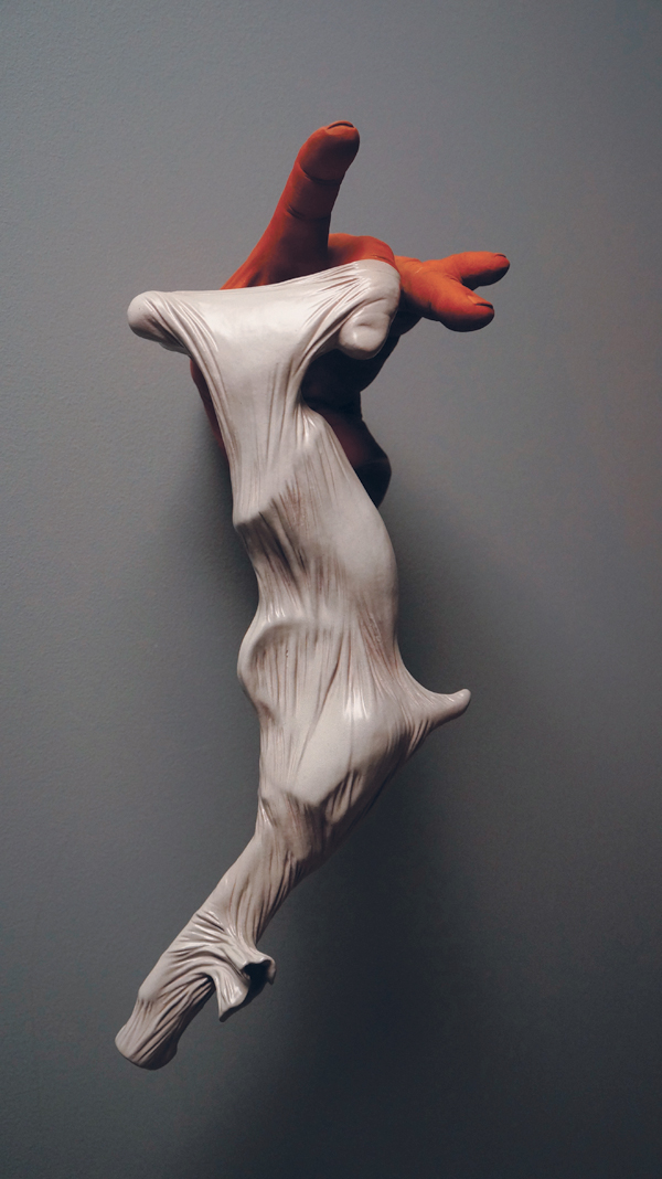 1 Two Finger Bang Bang, 15 in. (38 cm) in height, ceramics, glaze, 2015. 