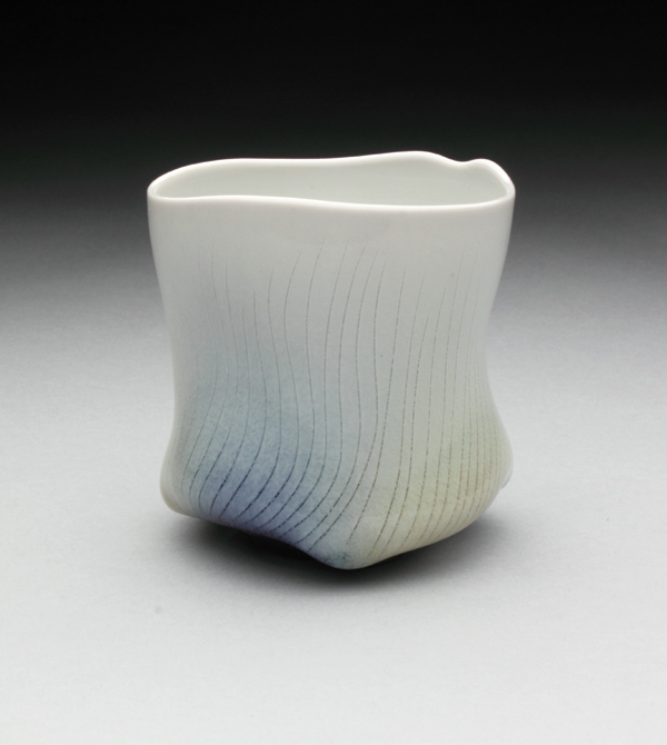 2 Cup, 3½ in. (9 cm) in height, porcelain, fired to cone 10 in reduction, 2016. 