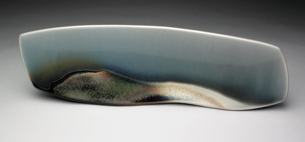 8 Platter, 19 in. (48 cm) in length, porcelain, fired to cone 10 in reduction, 2017. 